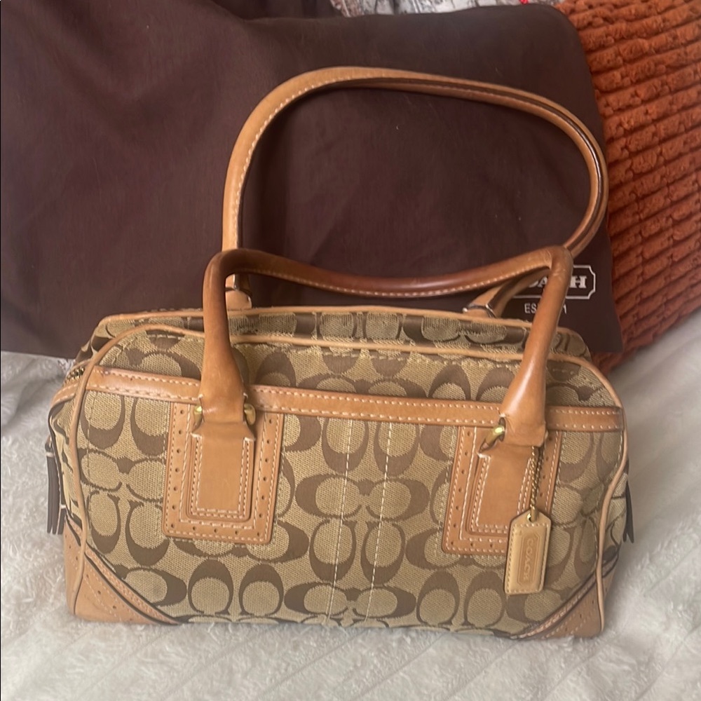 Coach Brown and Tan Signature Satchel